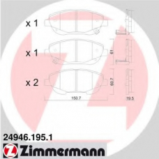 24946.195.1 ZIMMERMANN Комплект тормозных колодок, дисковый тормоз