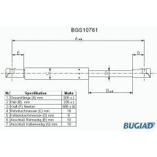 BGS10761 BUGIAD Газовая пружина, крышка багажник