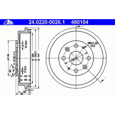 24.0220-0026.1 ATE Тормозной барабан