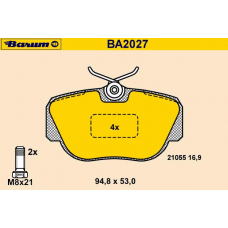 BA2027 BARUM Комплект тормозных колодок, дисковый тормоз