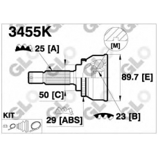 3455K GLO Шарнирный комплект, приводной вал