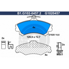 B1.G102-0457.2 GALFER Комплект тормозных колодок, дисковый тормоз