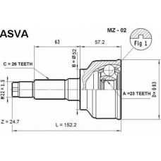 MZ-02 ASVA Шарнирный комплект, приводной вал