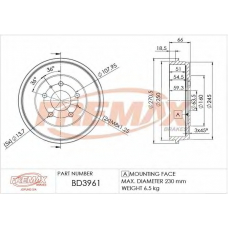 BD-3961 FREMAX Тормозной барабан