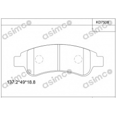 KD7508 ASIMCO Комплект тормозных колодок, дисковый тормоз