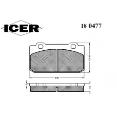 180477 ICER Комплект тормозных колодок, дисковый тормоз