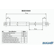 BGS10949 BUGIAD Газовая пружина, крышка багажник