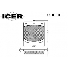 180110 ICER Комплект тормозных колодок, дисковый тормоз