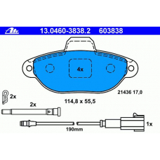 13.0460-3838.2 ATE Комплект тормозных колодок, дисковый тормоз