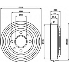 8DT 355 301-961 HELLA Тормозной барабан