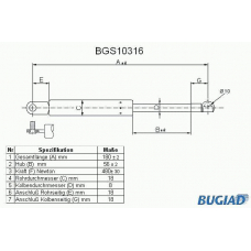 BGS10316 BUGIAD Газовая пружина, крышка багажник