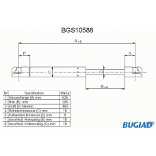 BGS10588 BUGIAD Газовая пружина, крышка багажник