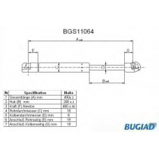 BGS11064 BUGIAD Газовая пружина, крышка багажник