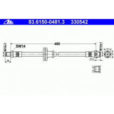 83.6150-0481.3 ATE Тормозной шланг