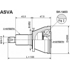 SK-1403 ASVA Шарнирный комплект, приводной вал