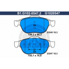 B1.G102-0547.2 GALFER Комплект тормозных колодок, дисковый тормоз