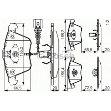 0 986 TB3 196 BOSCH Комплект тормозных колодок, дисковый тормоз