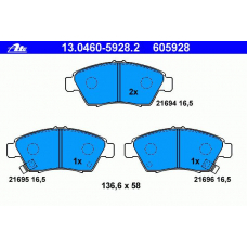 13.0460-5928.2 ATE Комплект тормозных колодок, дисковый тормоз