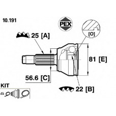 10.191 PEX Шарнир, приводной вал