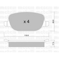 22-0704-0 METELLI Комплект тормозных колодок, дисковый тормоз