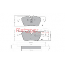 1170368 METZGER Комплект тормозных колодок, дисковый тормоз