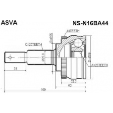 NS-N16BA44 ASVA Шарнирный комплект, приводной вал