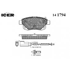 141794 ICER Комплект тормозных колодок, дисковый тормоз