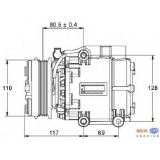 8FK 351 113-411 HELLA Компрессор, кондиционер