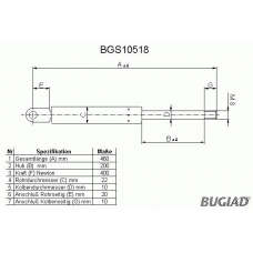 BGS10518 BUGIAD Газовая пружина, крышка багажник