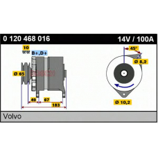 0 120 468 016 BOSCH Генератор 14v, 100 a