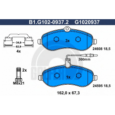 B1.G102-0937.2 GALFER Комплект тормозных колодок, дисковый тормоз