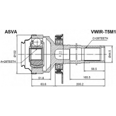 VWIR-T5M1 ASVA Шарнирный комплект, приводной вал