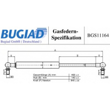 BGS11164 BUGIAD Газовая пружина, крышка багажник