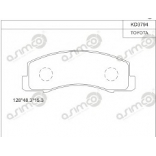 KD3794 ASIMCO Комплект тормозных колодок, дисковый тормоз