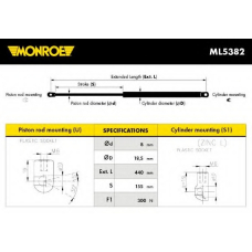 ML5382 MONROE Газовая пружина, капот