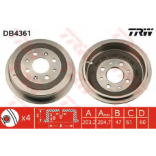 DB4361 TRW Тормозной барабан