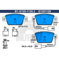 B1.G120-1128.2 GALFER Комплект тормозных колодок, дисковый тормоз