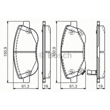 0 986 TB3 150 BOSCH Комплект тормозных колодок, дисковый тормоз