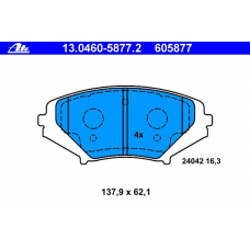 13.0460-5877.2 ATE Комплект тормозных колодок, дисковый тормоз