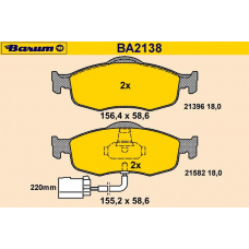 BA2138 BARUM Комплект тормозных колодок, дисковый тормоз