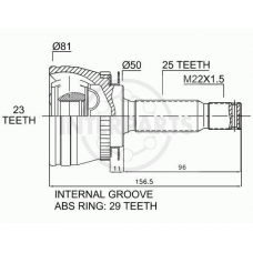 OJ-0613 InterParts Шарнирный комплект, приводной вал