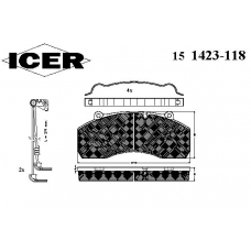 151423-118 ICER Комплект тормозных колодок, дисковый тормоз