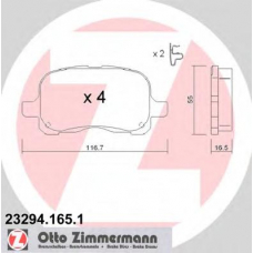 23294.165.1 ZIMMERMANN Комплект тормозных колодок, дисковый тормоз