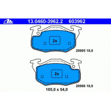 13.0460-3962.2 ATE Комплект тормозных колодок, дисковый тормоз