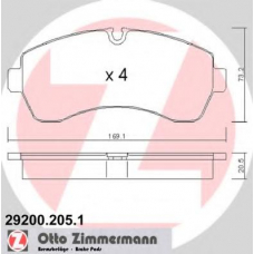 29200.205.1 ZIMMERMANN Комплект тормозных колодок, дисковый тормоз