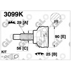 3099K GLO Шарнирный комплект, приводной вал