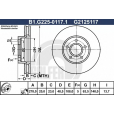 B1.G225-0117.1 GALFER Тормозной диск