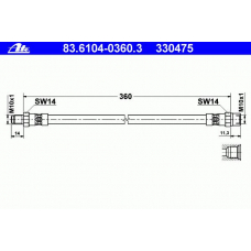 83.6104-0360.3 ATE Тормозной шланг