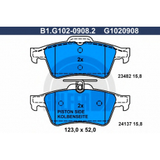 B1.G102-0908.2 GALFER Комплект тормозных колодок, дисковый тормоз