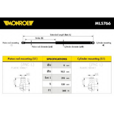 ML5766 MONROE Газовая пружина, крышка багажник